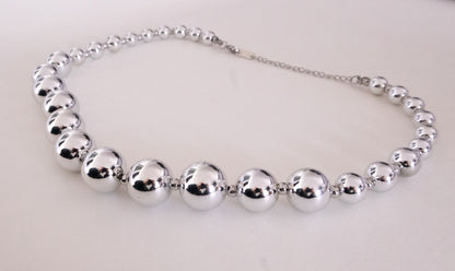 Silver Tone Beaded Ball Necklace