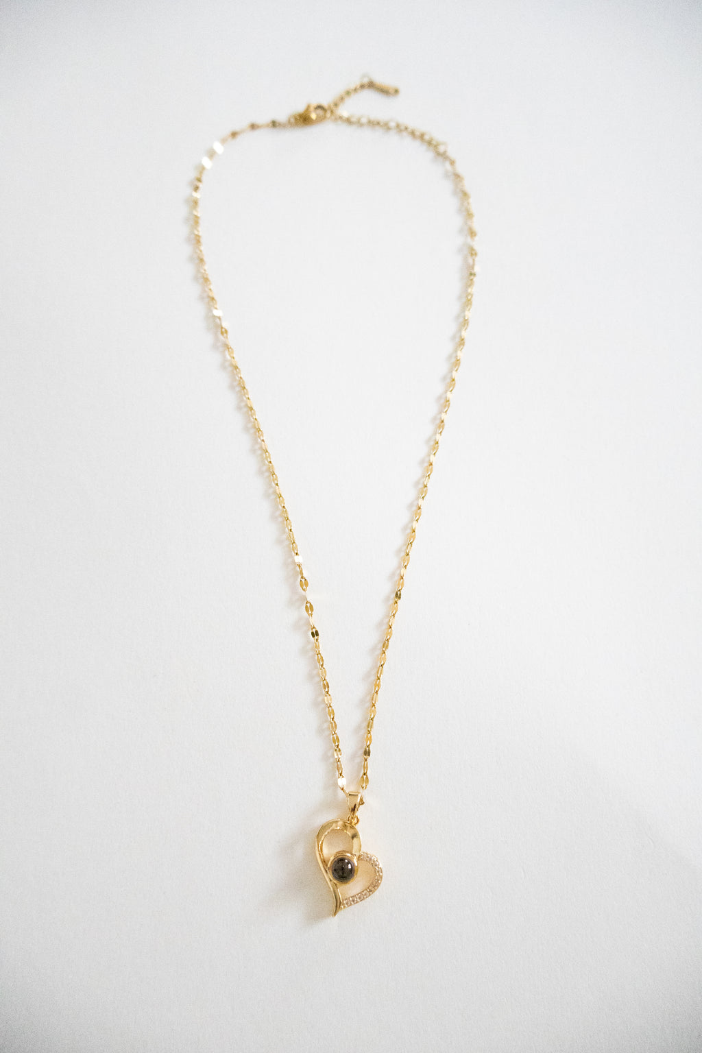 Golden Light-Reactive Stone Heart Necklace