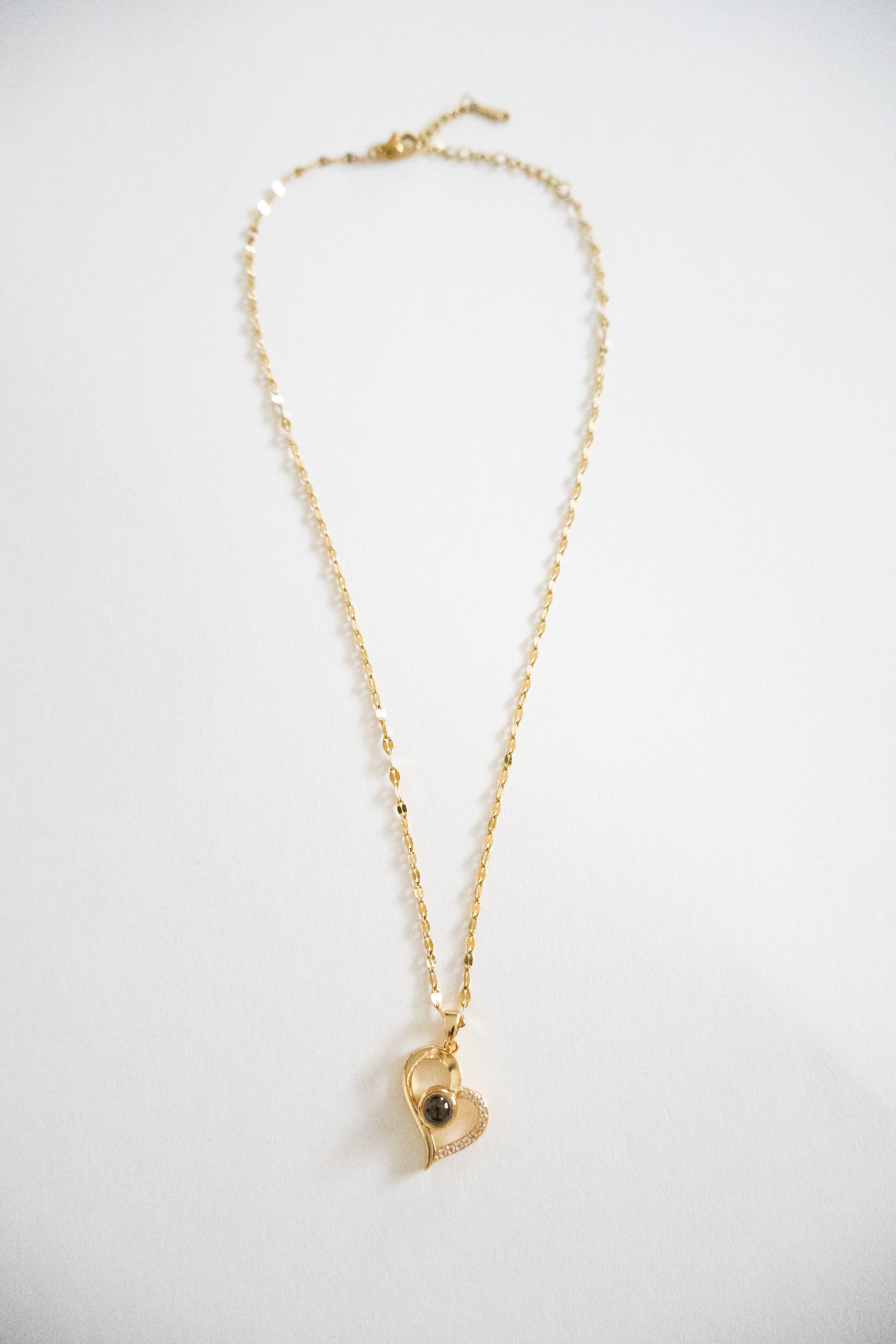 Golden Light-Reactive Stone Heart Necklace