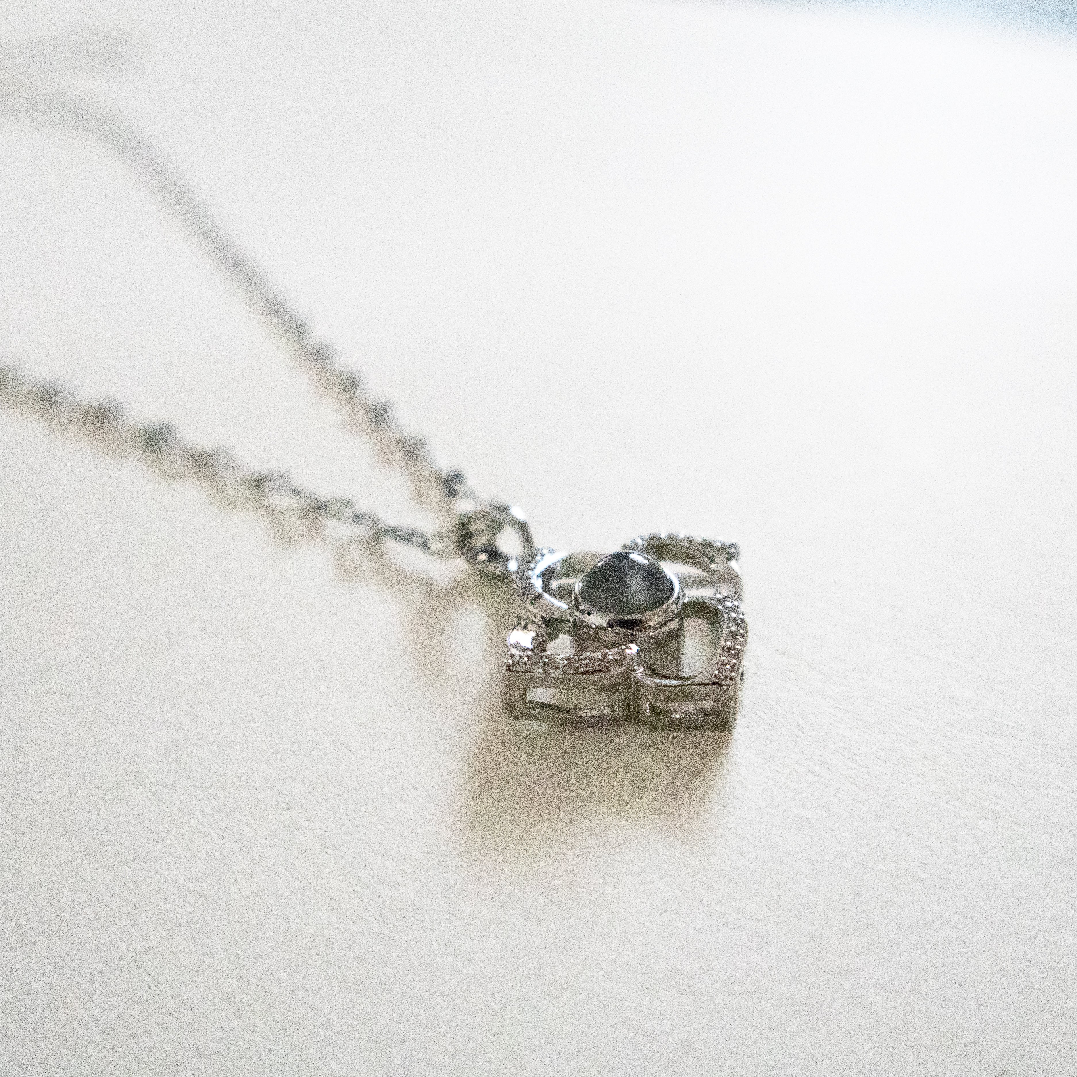 Silver Light-Reactive Clover Pendant Necklace