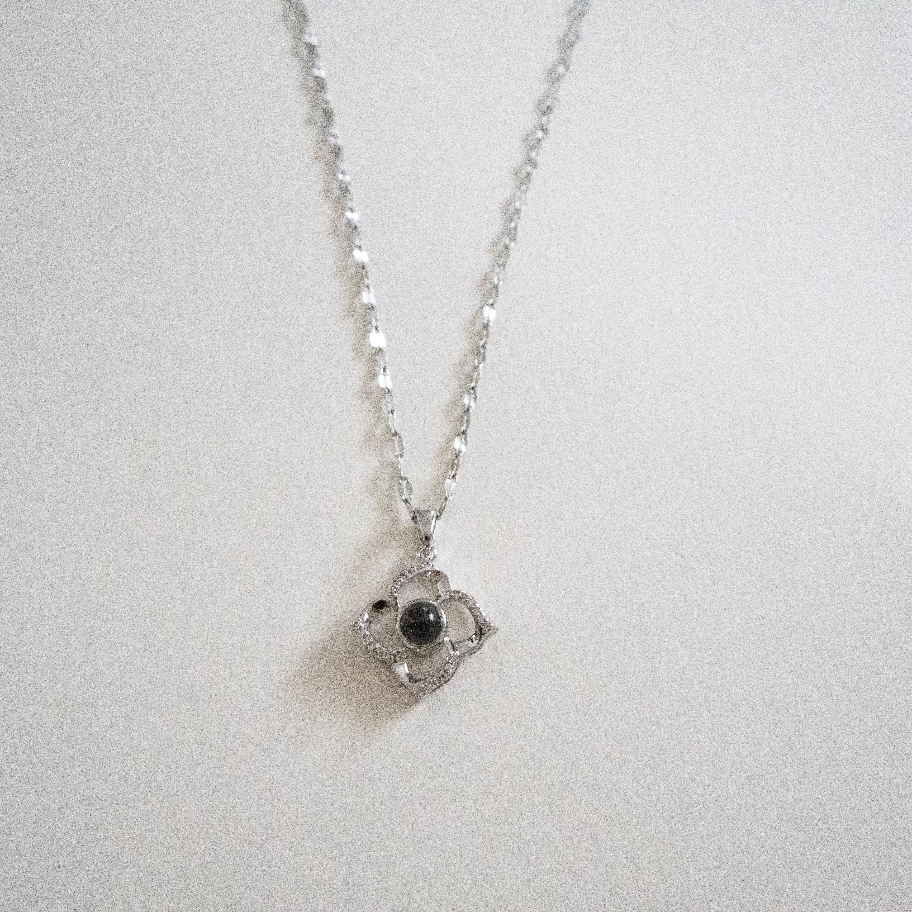 Silver Light-Reactive Clover Pendant Necklace