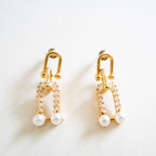 Chain Pearl Duo Earrings
