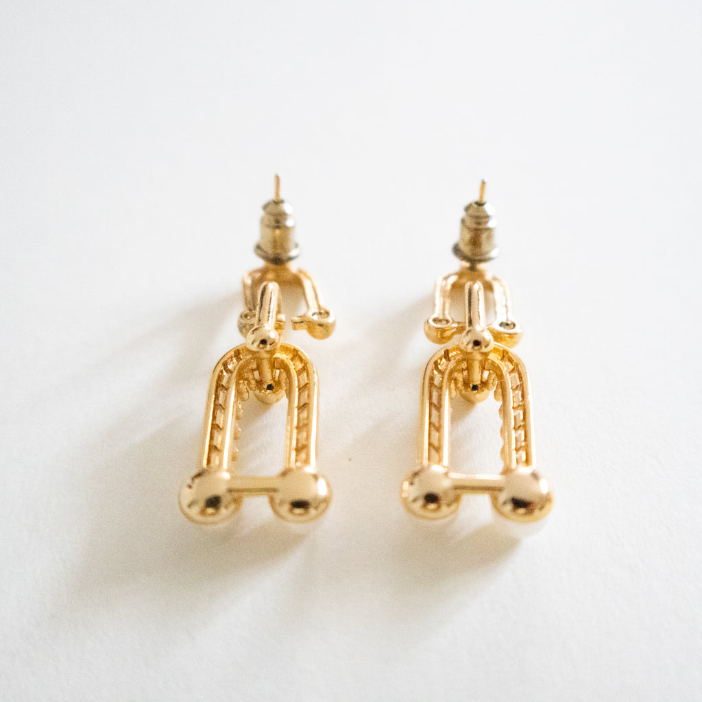 Chain Pearl Duo Earrings