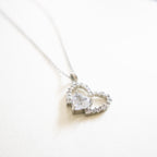 Silver Open Sparkling Crystal Heart Necklace