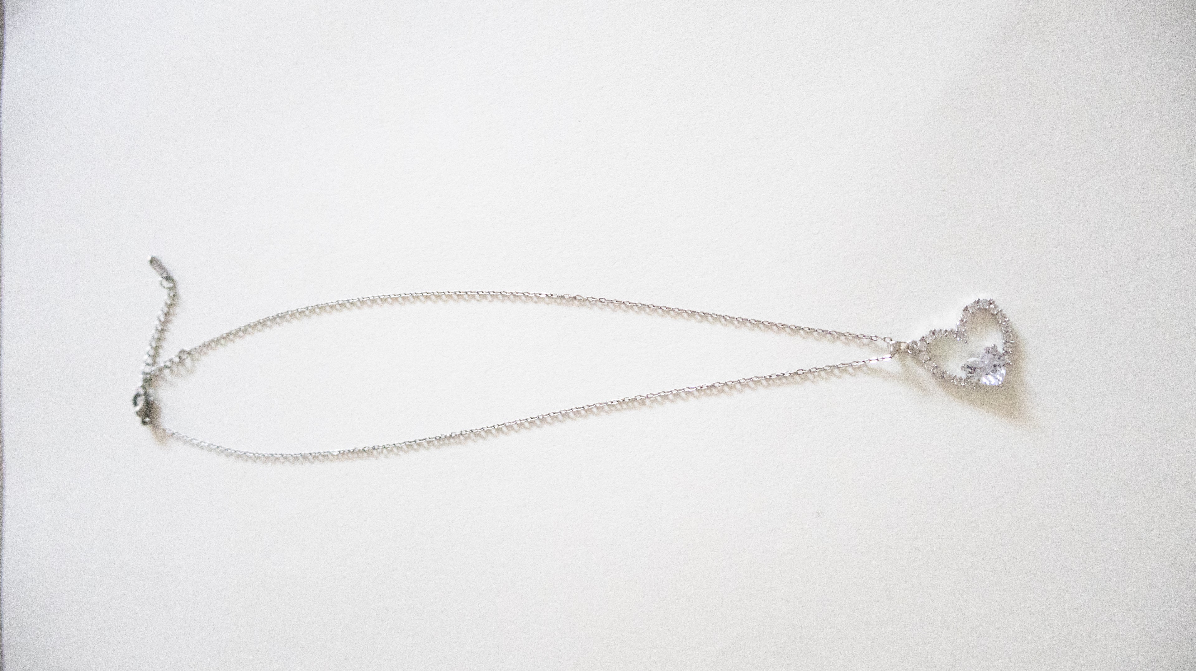 Silver Open Sparkling Crystal Heart Necklace