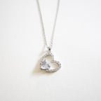 Silver Open Sparkling Crystal Heart Necklace