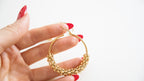 Gold Woven Bead Hoop Earrings