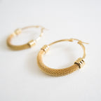 Textured Gold Mesh Hoop Earrings