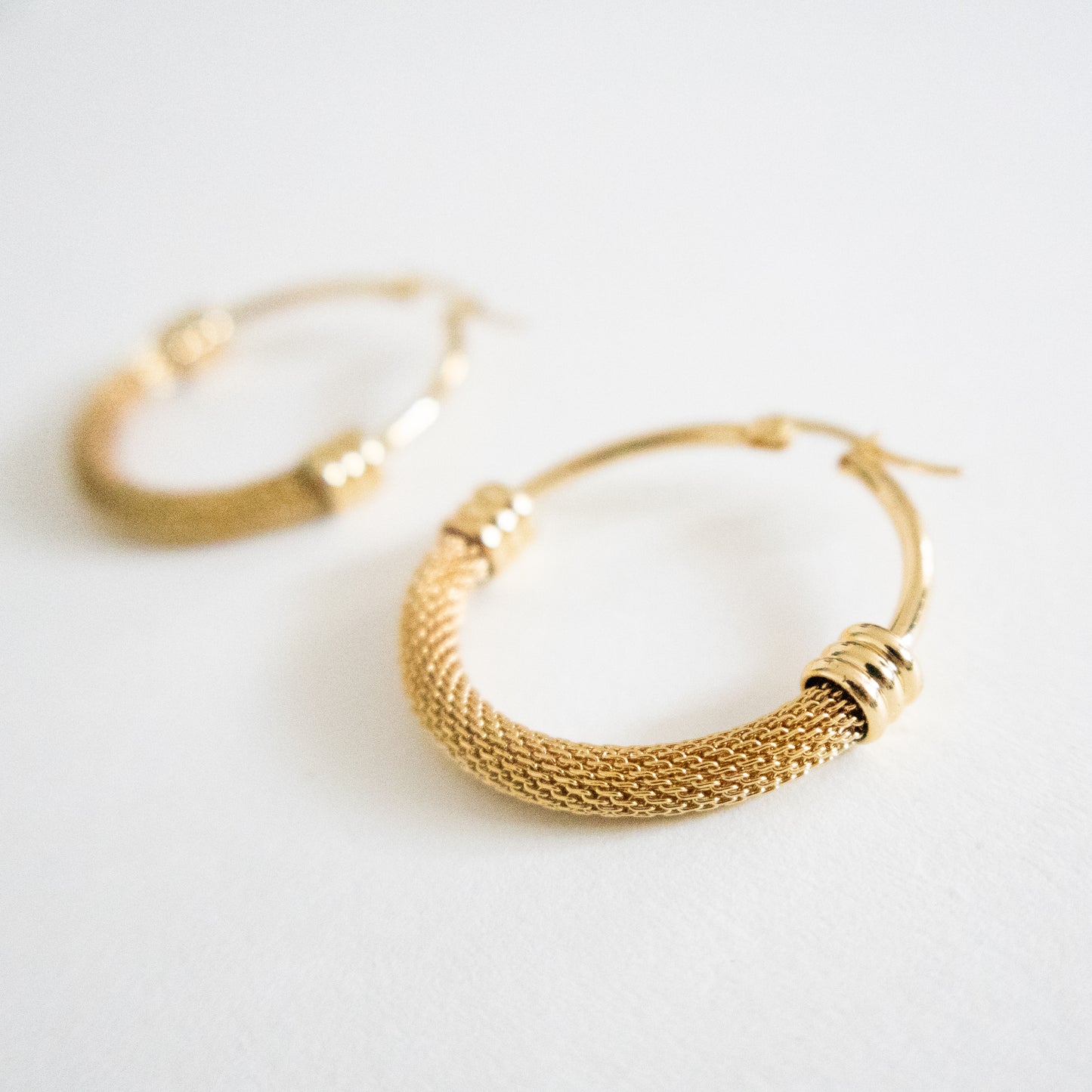 Textured Gold Mesh Hoop Earrings