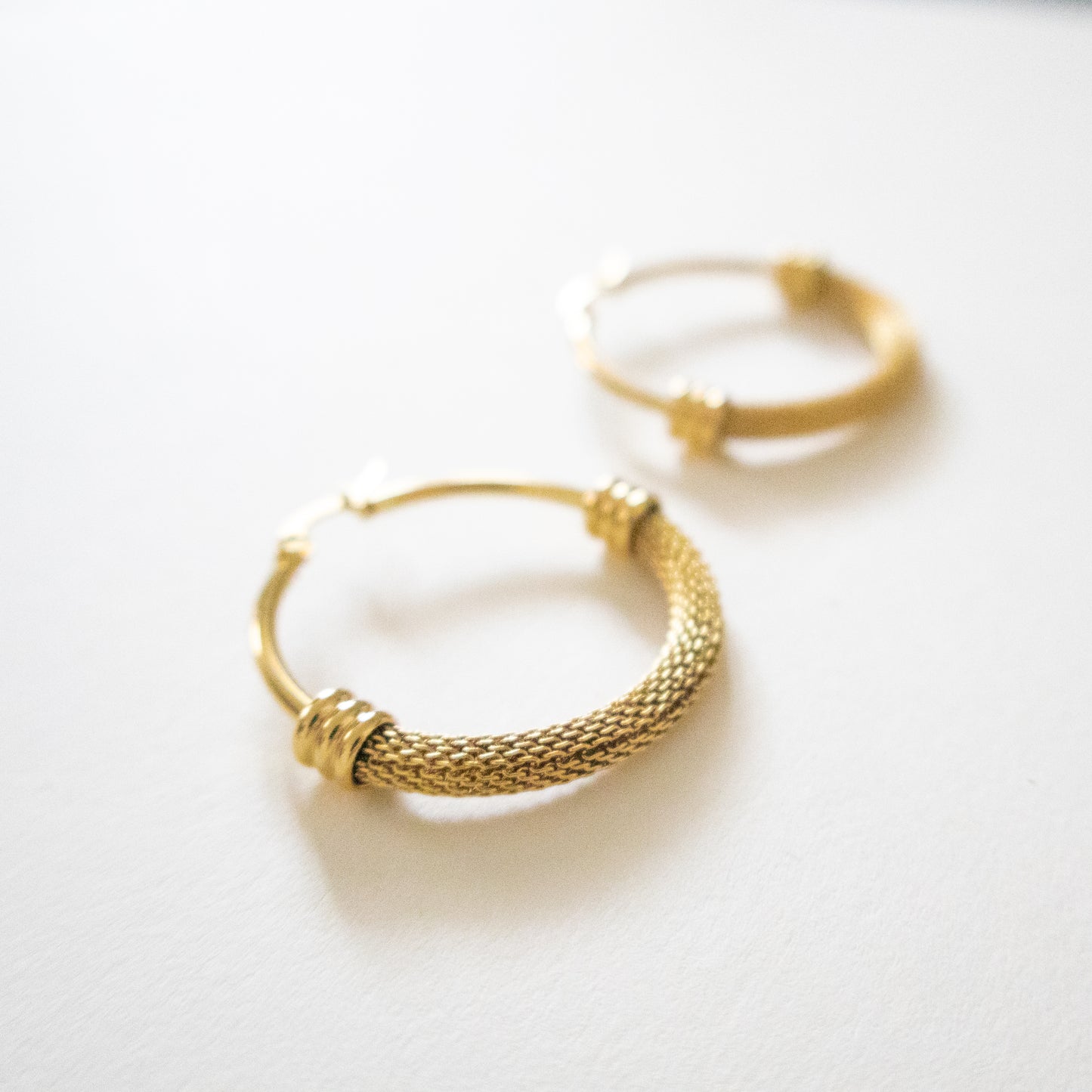 Textured Gold Mesh Hoop Earrings