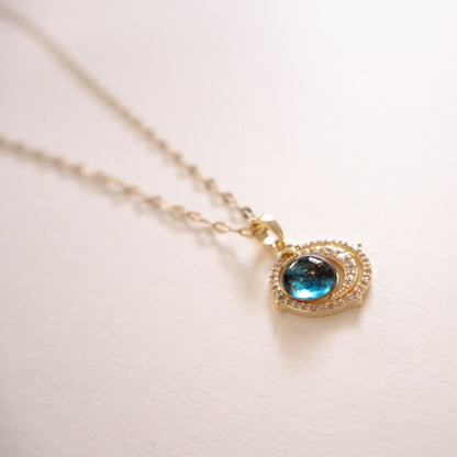 Luminous Blue Orbit Pendant Necklace