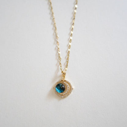 Luminous Blue Orbit Pendant Necklace