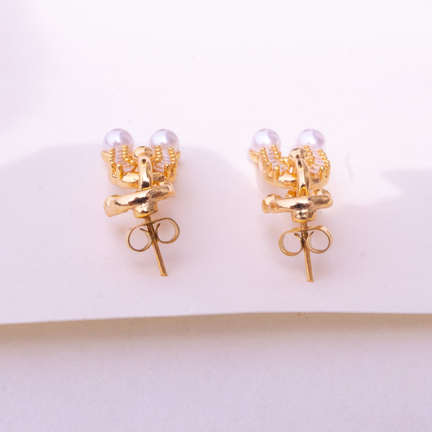 Pendientes de cadena con perlas y dúo