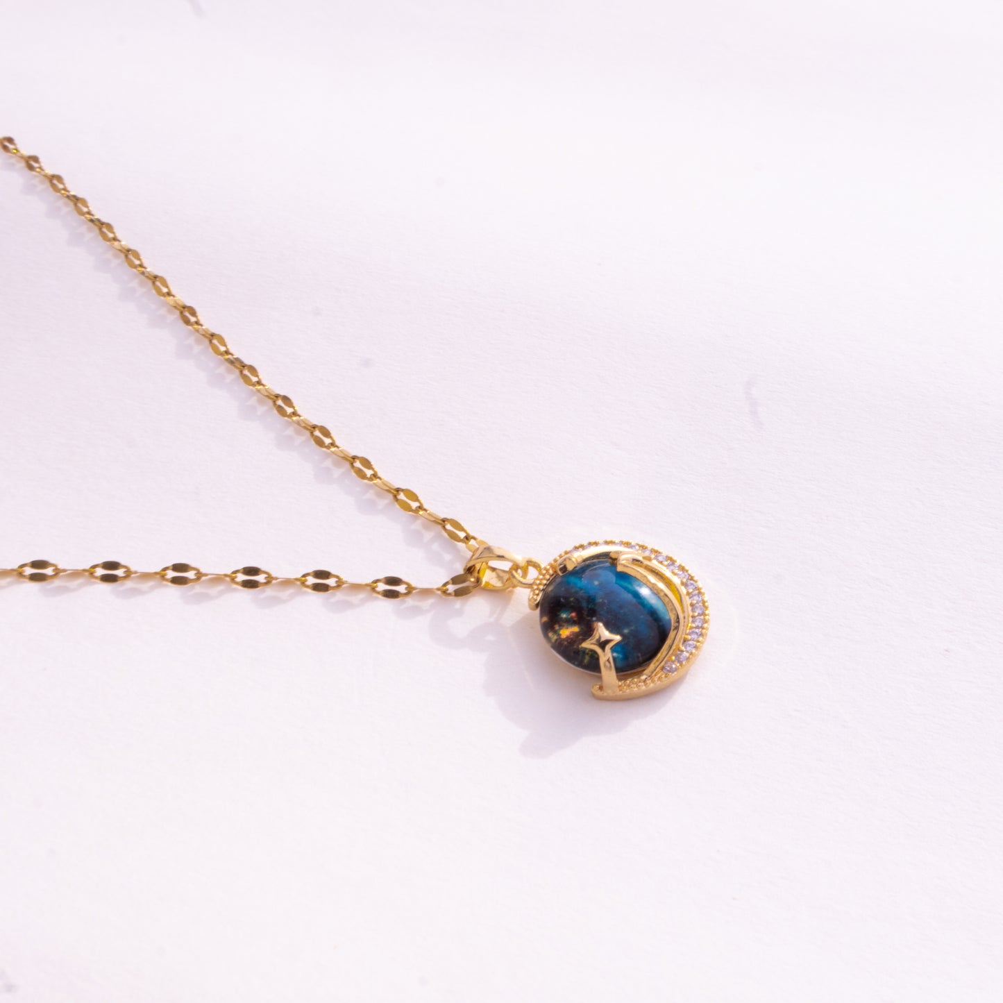 Cosmic Orbit Galaxy Pendant Gold Necklace