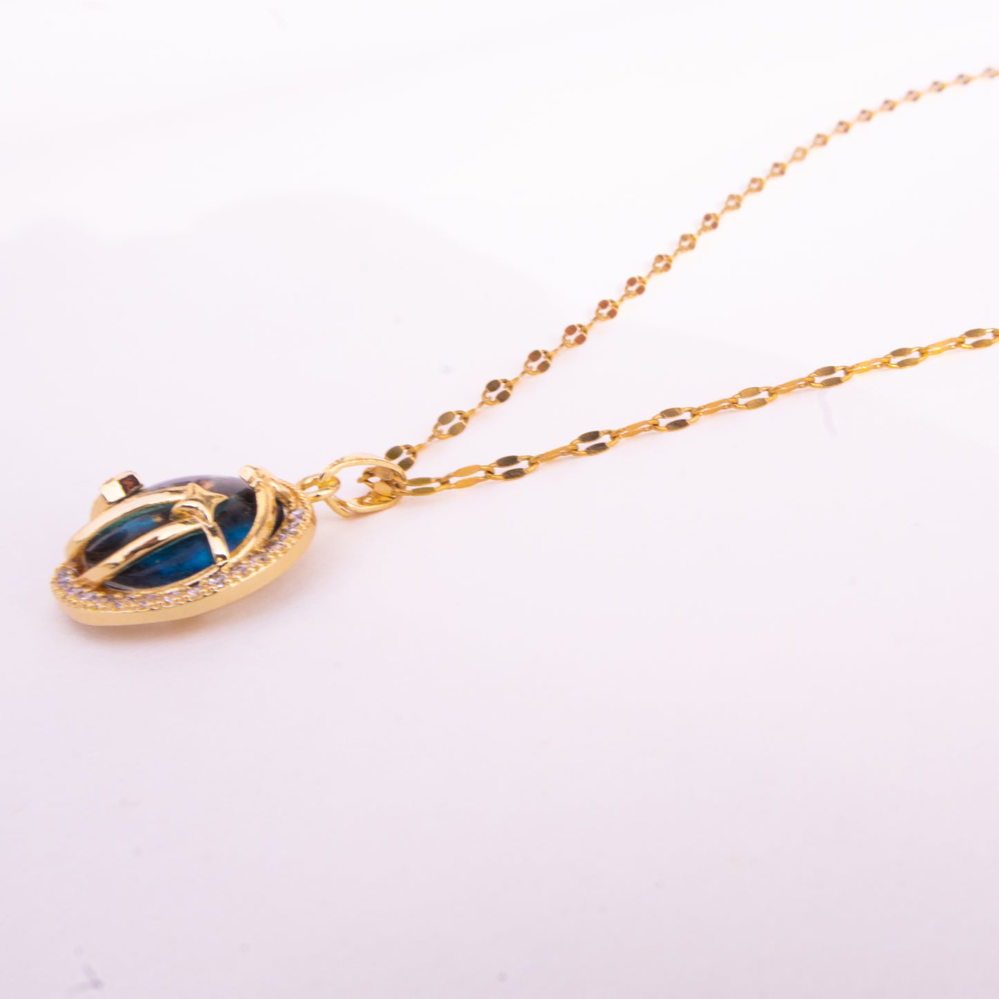 Cosmic Orbit Galaxy Pendant Gold Necklace