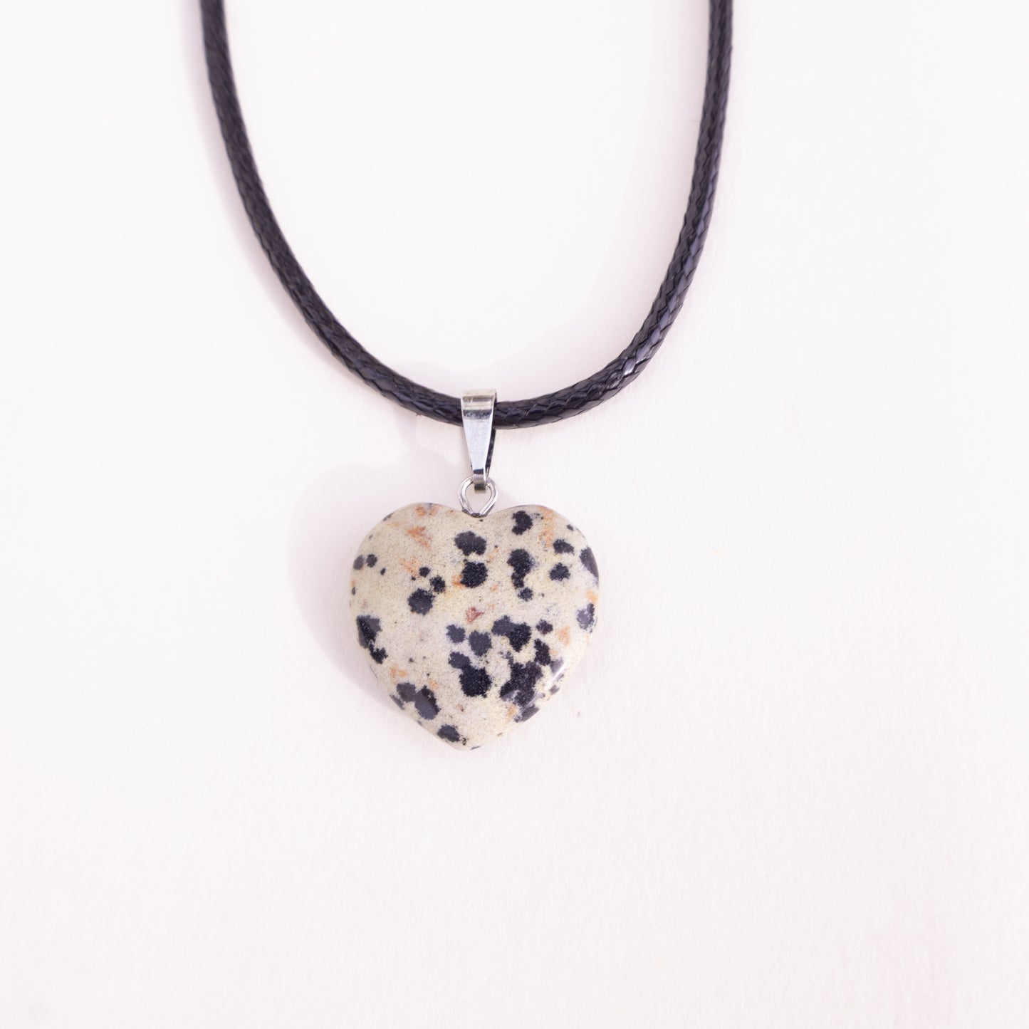 Dalmatian Jasper Heart Pendant Necklace