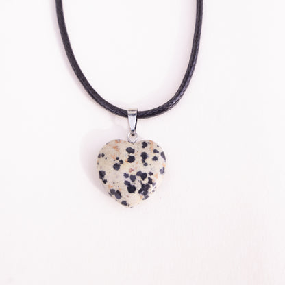 Dalmatian Jasper Heart Pendant Necklace