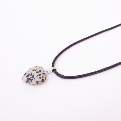Dalmatian Jasper Heart Pendant Necklace