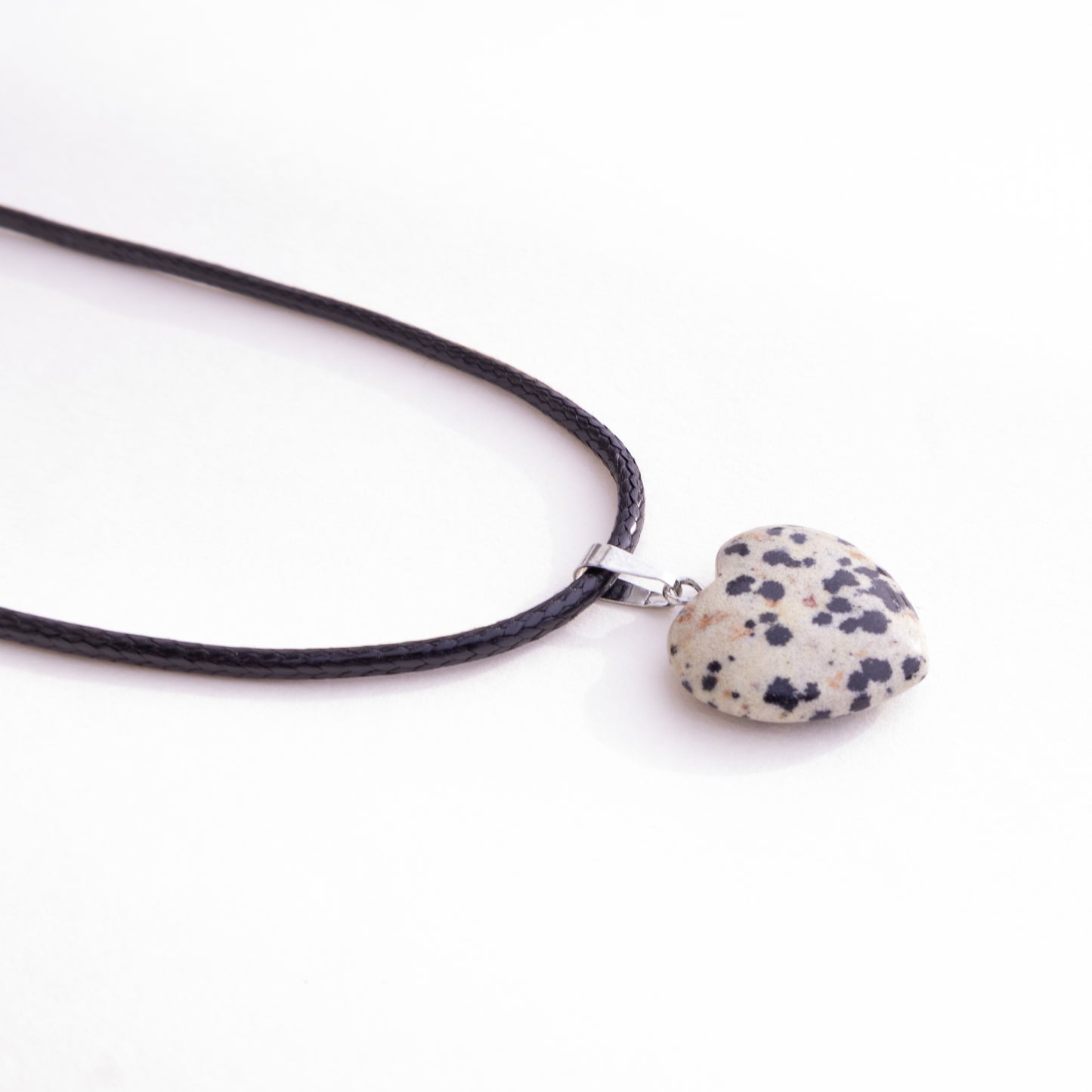 Dalmatian Jasper Heart Pendant Necklace