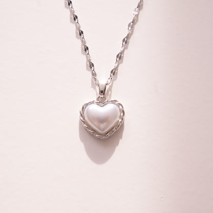 Bound Twisted Silver Heart Pendant Necklace