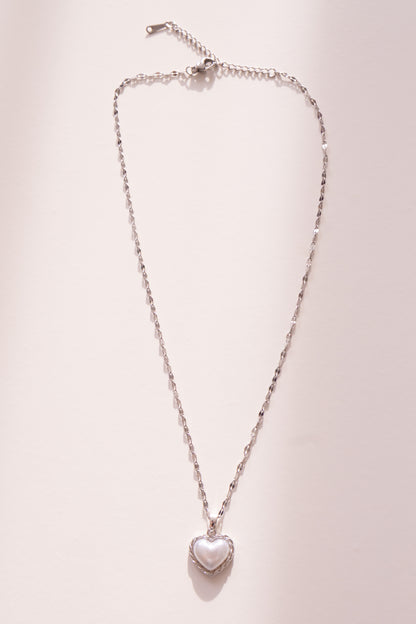 Bound Twisted Silver Heart Pendant Necklace