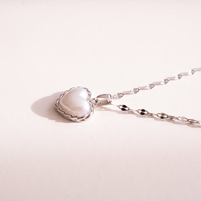 Bound Twisted Silver Heart Pendant Necklace