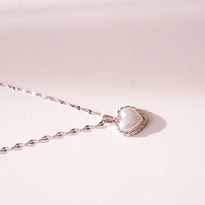 Bound Twisted Silver Heart Pendant Necklace