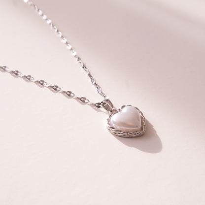 Bound Twisted Silver Heart Pendant Necklace