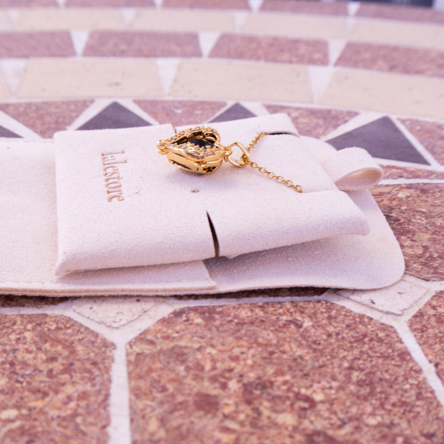 Two-Sided Black Heart Locket Necklace