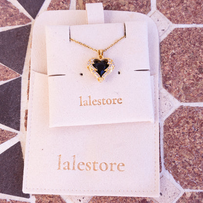 Two-Sided Black Heart Locket Necklace