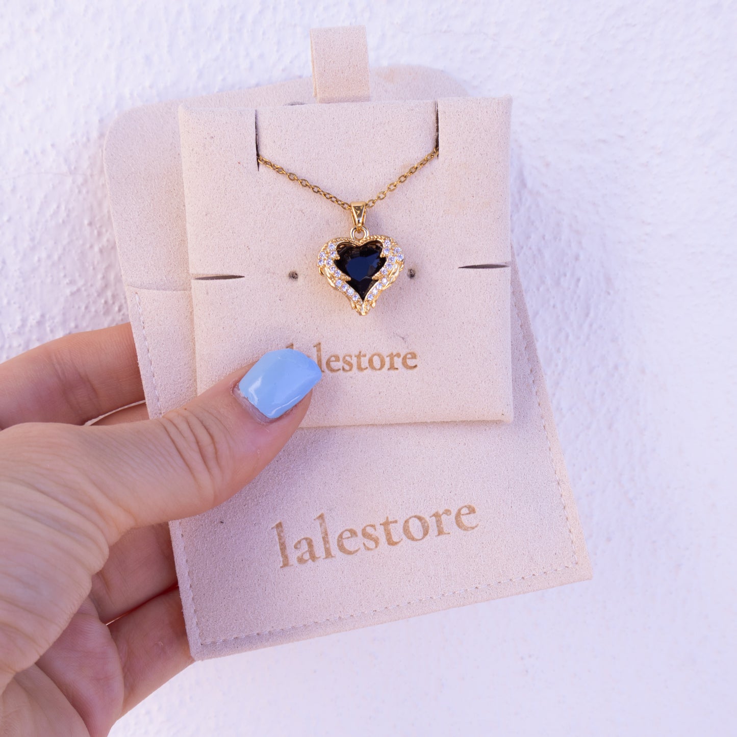 Two-Sided Black Heart Locket Necklace