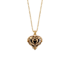 Gold heart-shaped necklace on a white background