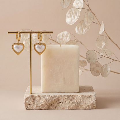 Brincos coração com cristal no centro