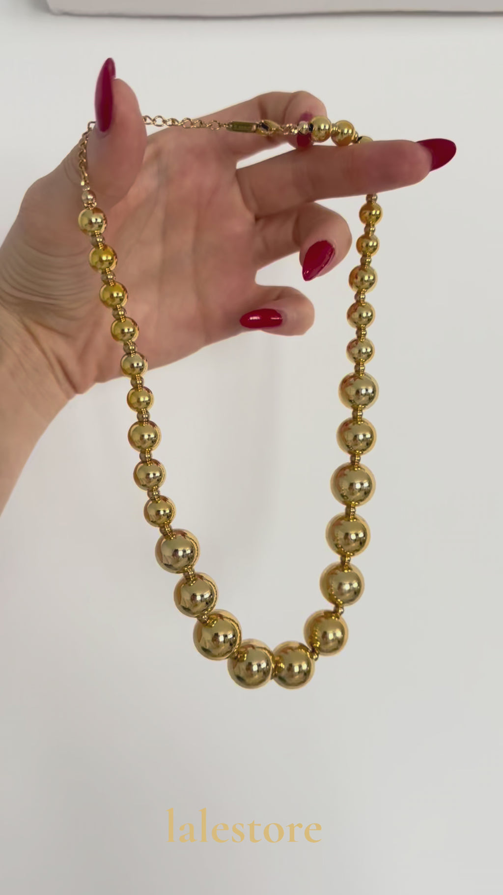 Gold-Toned Beaded Ball Necklace