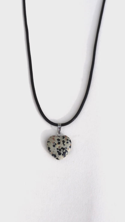 Dalmatian Jasper Heart Pendant Necklace
