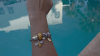 Stainless Steel Charm Bracelet with Yellow Bee, Heart, Beads